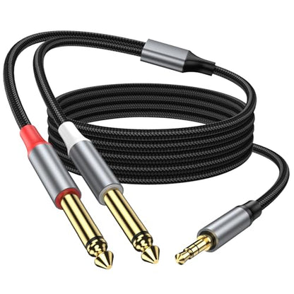 1/8" to 1/4" Stereo Cable 3.3FT, 1/8 Inch TRS Stereo to Dual 1/4 inch TS Mono Y Splitter Cable for Smartphone, Mixer,PC, CD Player, Speakers and Home Stereo System - size: 3.3FT