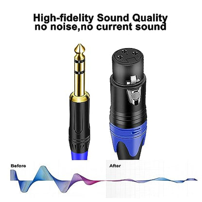 (5FT / 1PACK) 1/4 TRS to Dual XLR Cable, 1/4 Inch (6.35mm) TRS to XLR Dual Y -Splitter Breakout Lead Microphone Cord 6.35 mm to Dual Female - size: 1/4 Inch TRS to Dual XLR Female - 5 FT - 1 PACK