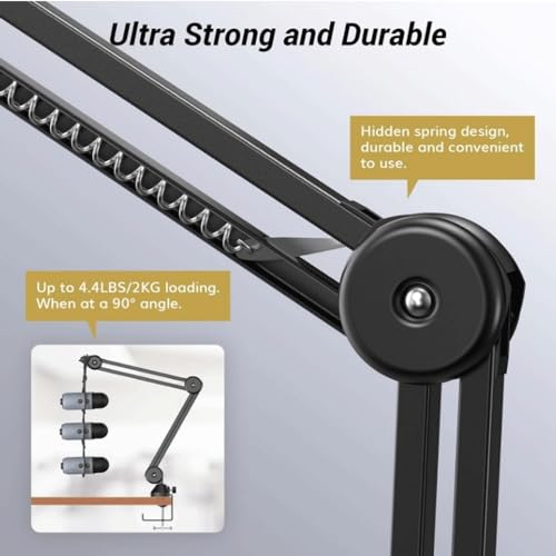Mic Stand Desk Foldable Low Profile Mic Arm, Maximum Load 2kg Suspension Boom, Desktop Boom Microphone Stand With Universal Clip For Streaming Recording Podcast Game 360° Mic Stand ( Size : Short )