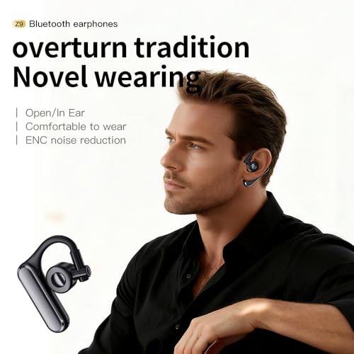 Open Ear Bluetooth 5.4 Headset, Wireless Mono Earpiece | ENC Noise Cancelling Mic, 30H Talk Time, Single Ear, iPhone Samsung Android Compatible
