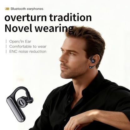Open Ear Bluetooth 5.4 Headset, Wireless Mono Earpiece | ENC Noise Cancelling Mic, 30H Talk Time, Single Ear, iPhone Samsung Android Compatible