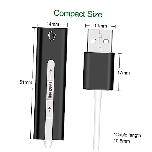 OSALADI 2pcs USB Sound Card Track for Computer Mic Earphone Support Play Volume Long-