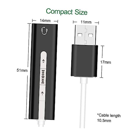 OSALADI 2pcs USB Sound Card Track for Computer Mic Earphone Support Play Volume Long-