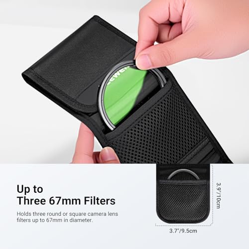 NEEWER 67mm Filter Case, Trifold Foldable Splash Resistant Protective Carry Pouch Storage Bag Accessories, Holds Up to Three 67mm Round Camera Lens Filters, PB14 - style: Pb14