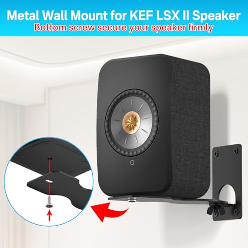 Aiweiwa Heavy-Duty Speaker Wall Mount for KEF LSX II Speakers Mount Wall Bracket - Space Saving Wall Speaker Mount for KEF LSX II Wireless HiFi Speakers Bracket with Cable Clips, Black