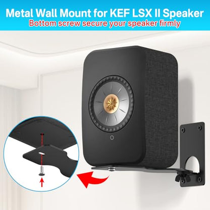 Aiweiwa Heavy-Duty Speaker Wall Mount for KEF LSX II Speakers Mount Wall Bracket - Space Saving Wall Speaker Mount for KEF LSX II Wireless HiFi Speakers Bracket with Cable Clips, Black