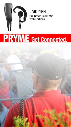 PRYME® LMC-1EH01 Pro-Grade Commercial Lapel Mic w/Soft Hook Earphone - Fits: Kenwood 2-Pin Connector Radio - style: Fits: Kenwood 2-Pin Connector Radio