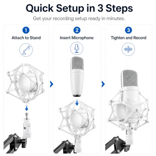 DECHOUS Microphone Shock Mount for Diameter 47mm-52mm Mic | Anti Vibration Microphone Clip Holder with Adapter for Condenser Microphone Desktop Recording Streaming Podcast Home Studio