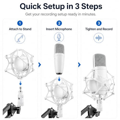 DECHOUS Microphone Shock Mount for Diameter 47mm-52mm Mic | Anti Vibration Microphone Clip Holder with Adapter for Condenser Microphone Desktop Recording Streaming Podcast Home Studio