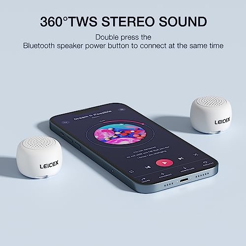 LEICEX Bluetooth Speakers Portable Wireless, Travel Speakers Bluetooth 5.0 Wireless Mini Speaker for Outdoor (White) - color: Tiny-White