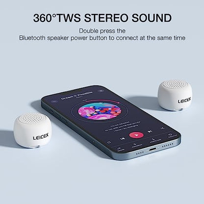 LEICEX Bluetooth Speakers Portable Wireless, Travel Speakers Bluetooth 5.0 Wireless Mini Speaker for Outdoor (White) - color: Tiny-White