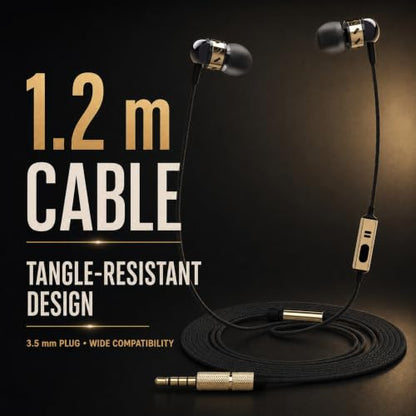 Betron AX5 Earphones Wired Earbud Headphones with Microphone | 3.5mm Jack, Plug in, Tangle-Free Cable, Sound Isolation, S/M/L Ear Buds , Carry Case included