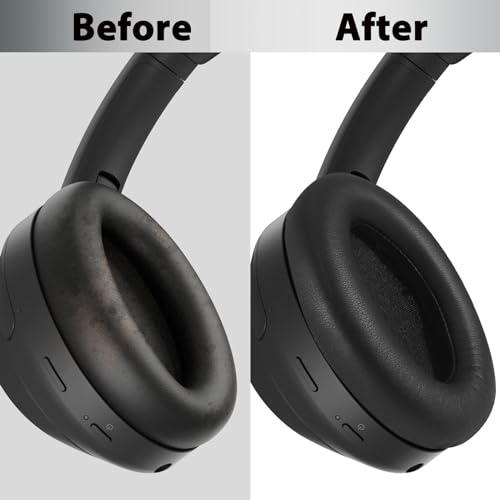 Adhiper XM3 Replacement Ear Pads for Sony WH-1000XM3 Headphones - Black | Soft Protein Leather & High-Density Memory Foam Earpads for Sony WH1000XM3, with Buckle & Install Tool, Easy to Install