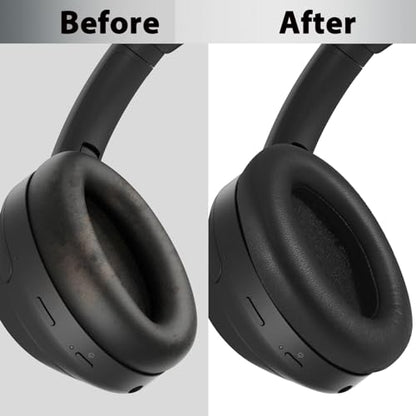 Adhiper XM3 Replacement Ear Pads for Sony WH-1000XM3 Headphones - Black | Soft Protein Leather & High-Density Memory Foam Earpads for Sony WH1000XM3, with Buckle & Install Tool, Easy to Install