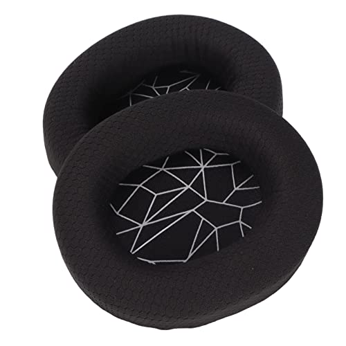 Replacement Ear Cushion Pads with Memory Foam Protein Leather for 3 5 7 Pro ATH M40X M50X MDR 7506 Cloud 2 Black V2 (Black Ear Pads with White Silk Screen) - color: Black ear pads with white silk screen
