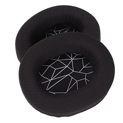 Replacement Ear Cushion Pads with Memory Foam Protein Leather for 3 5 7 Pro ATH M40X M50X MDR 7506 Cloud 2 Black V2 (Black Ear Pads with White Silk Screen) - color: Black ear pads with white silk screen
