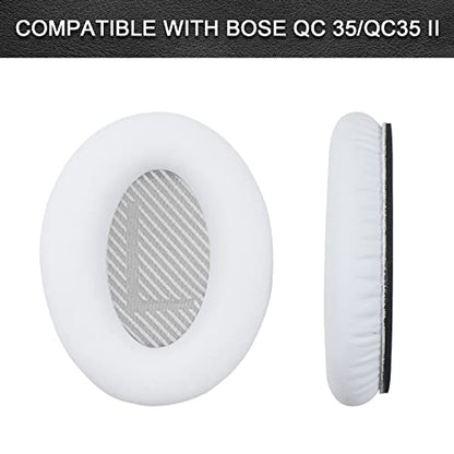 Replacement Ear Pads for Bose QuietComfort 35 35 II 15 25(qc 35 25 15/QC35 ii), Headphone Ear Covers, High Density Memory Cotton, Soft Leather, Adaptive Noise Isolation Headphones Pads Cushions - color: white, style: QC35
