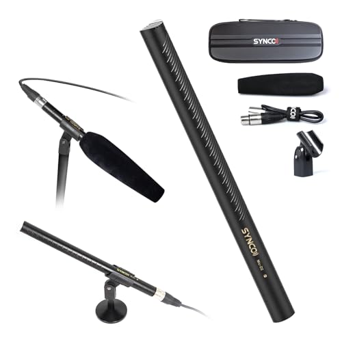 SYNCO Shotgun Microphone D2 Hyper Cardioid XLR Condenser Mic | Rode Shotgun Mic, Directional Condenser Audio Recording Pickup, for DSLR Cameras, Film Interview, ENG/EFP Video Creators