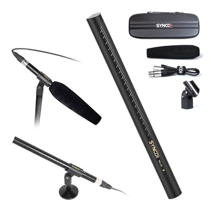 SYNCO Shotgun Microphone D2 Hyper Cardioid XLR Condenser Mic | Rode Shotgun Mic, Directional Condenser Audio Recording Pickup, for DSLR Cameras, Film Interview, ENG/EFP Video Creators