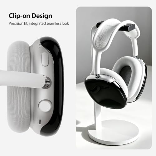 MOLOPPO Case Cover for AirPods Max Headphones, Shell Skin Anti-Scratch PC Hard Case, Transparent Accessories Ultra Protective Cover for AirPods Max 2/1 (2026/2024/2020)(USB-C/Lightning), Black - color: A-Glossy Black