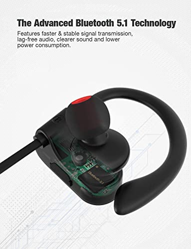 Bluetooth Headphones,Wireless Earbuds IPX7 Waterproof Sports Earphones 15H Playtime with Mic HD Stereo Sound Sweatproof in-Ear Earbuds Sound Isolation Headsets Gym Running Workout
