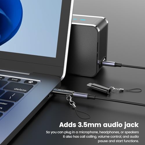 MOSWAG USB C to 3.5mm Headphone Adapter, Typc C to 3.5mm Aux Headphone Adapter, USB C to Aux Audio Zinc Alloy Adapter for Samsung GalaxyS23 S22 S21 Ultra, Pixel 7/6 iPad Pro/Air/Mini | Hi-Fi Audio Converter and Microphone in Zinc Alloy High Resolution Com