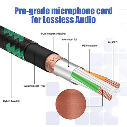XLR Male to 1/4 Cable 15ft 2 Pack Balance 6.35mm TRS Plug to 3-pin Cannon Mic Cable 4.5 Meter - color: Green TRS to XLR male, size: 15ft-2Pk