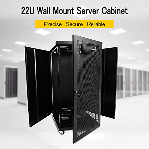22U Wall Mount Network Server Cabinet Rack Enclosure Ventilated Door Lock 600mm Deep (22U)