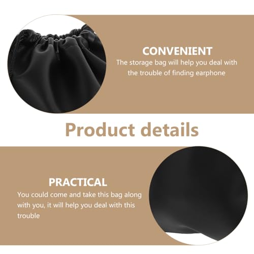 Pu Headphone Storage Bag Large Capacity Over-Ear Headset Pouch Waterproof Protective Portable Carrying Case for Travel and Daily Use Black