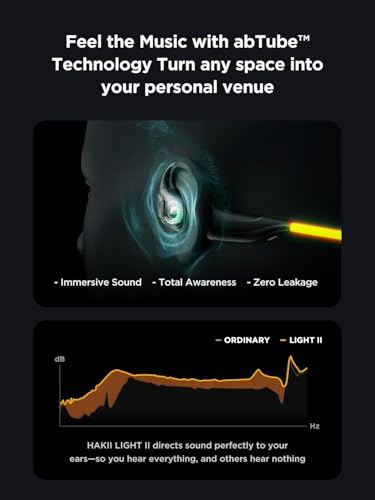 HAKII Light 2 Open Ear Headphones, IPX5 Running Headphone with 180° Ultra-Bright Beacon String, BT 6.0, 16H Playtime, Air Conduction Headphones Open Ear Earbuds for Fitness, Cycling, Outdoor - Orange