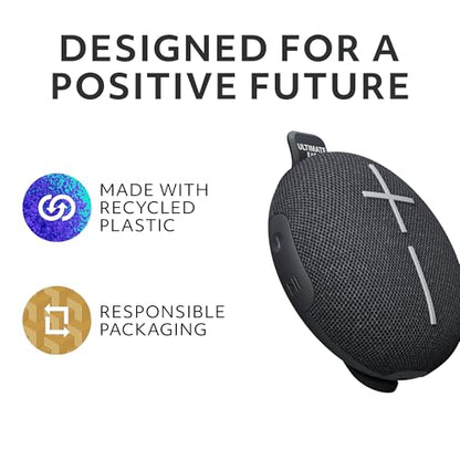 Ultimate Ears MINIROLL Waterproof Bluetooth Speaker - Gentle Black | Ultra-portable, balanced bass, IP67 dustproof, 131 ft (40 m) range - color: Black