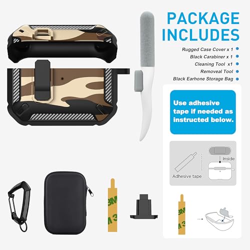 for AirPods Pro 3 Case with Magnetic Lock, Magsafe Compatible, Camo Brown - color: Camo Brown, size: AirPods Pro 3 Case 2025