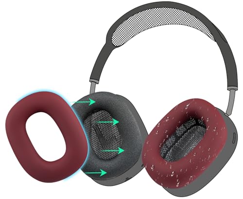 SOULWIT Sweat Proof Silicone Ear Cover for AirPods Max, Comfortable Fit for Gym Exercise, Easy to Clean, No Sound Quality Loss - Burgundy - color: Burgundy