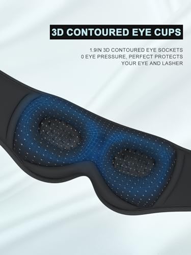 LC-dolida Sleep Headphones, 3D Sleep Mask Bluetooth Wireless Music Eye Mask, Sleeping Headphones for Side Sleepers Sleep Mask with Bluetooth Headphones Ultra-Thin Stereo Speakers Perfect for Sleeping - color: Black 3d