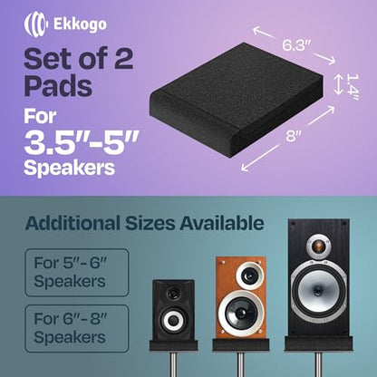Studio Monitor Isolation Pads Premium Acoustic Foam for 3-4.5 Inch Speakers with Vibredux HD Foam for Superior Isolation, Black - size: For 3″-4.5″ Monitors