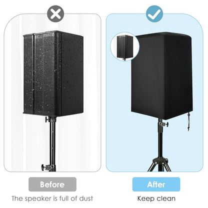Speaker Cover, Outdoor Speaker Covers for PA/DJ Lightweight Powered Speaker, UV Protection Water Resistant Dustproof 210D Oxford Cloth Speaker Covers (2 PCS) (Black, 15 Inch) - size: 15 Inch