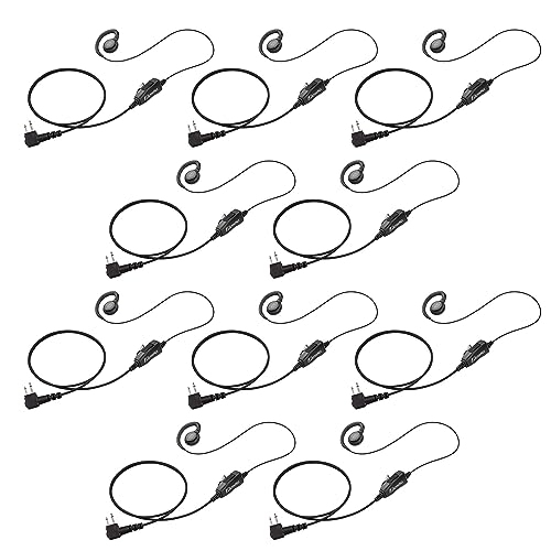 Arrowmax AEH3000-M1 Swivel Style Braided Cable Earpiece Style PTT Compatible with Motorola CP200D CP100D R2 DEP450 BPR40D CP200 CP185 BPR40 Yaesu FT-65 FT-25 FT-4X/V XiR P3688 (10 Pieces) - size: 10 Pieces
