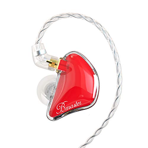 BASN Bmaster in Ear Monitor Musician Headphones Triple Drivers Dynamic Earbuds Sound Isolating Earphones with Two Detachable Audio & Mic Cables (Red) - color: Red