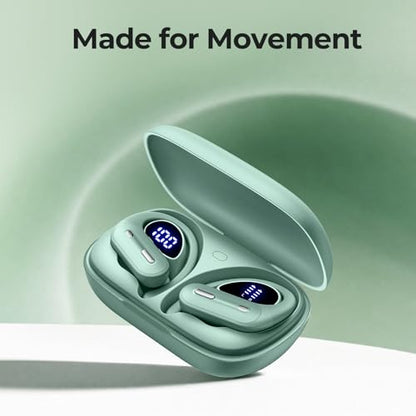 Bluetooth 5.3 Wireless Earbuds with 90H Playtime, Over-Ear Headphones with Earhooks, Wireless Charging Case, LED Display, Waterproof Sports Earphones for Workout, Running