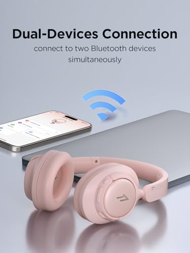 1MORE Wireless Bluetooth Noise-canceling Headphones - HQ31 SonoFlow SE Over-Ear Headphones with Hi-Res Audio, 90H Playtime, Clear Calls, Preset EQ Via App, Comfort for Home Office Travel(Pink) - color: Pink