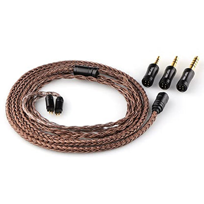 Linsoul Tripowin Amber 32AWG OFC Oxygen Free Cable HiFi IEM Cable with Interchangeable 2.5mm/3.5mm/4.4mm Plug, PVC Sleeve Replacement Cable for Audiophile(2pin 0.78mm) - size: 2-Pin