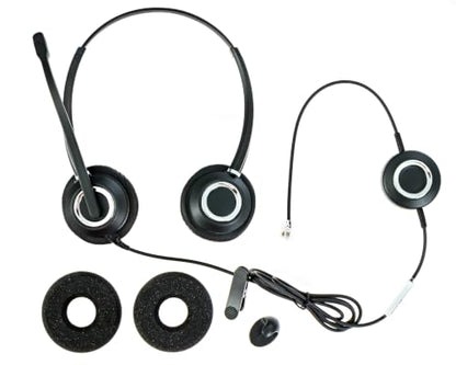 Spracht Zum RJ9 Dual Ear Wired Headset for Desktop Phones | Universal Telephone Headsets for Office Telephones | Works with Polycom Digium Nortel Yealink Grandstream Cisco - size: Dual Ear