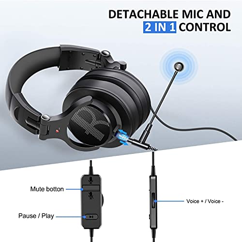 Prosonic DJ2XG Headsets with Boom Mic, Wired Over Ear Headphones for Business Meeting, Skype Zoom, PC Gaming ,PS4, Xbox One, Discord, Podcast, Headset with SharePort & Volume Control (Blue)