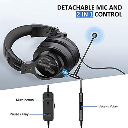 Prosonic DJ2XG Headsets with Boom Mic, Wired Over Ear Headphones for Business Meeting, Skype Zoom, PC Gaming ,PS4, Xbox One, Discord, Podcast, Headset with SharePort & Volume Control (Blue)