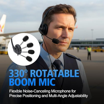 WODASEN Over the Ear Headset with Boom Mic Finger PTT for Radio Single Ear Overhead Headphones for UV-5R BF-888S AR-152 BF-F8HP K1 Plug 2-Pin