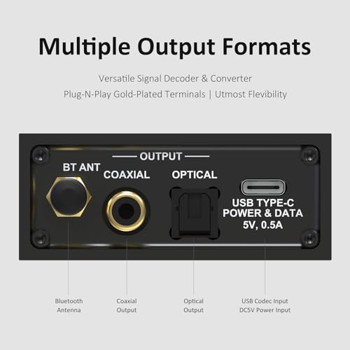 Bluetooth 5.3 Audio Receiver USB Decoder DAC QCC5171 for Home Stereo with aptX HD LDAC, Bluetooth Audio Adapter with Audiophile DAC, RCA Optical Coaxial Output for AV Receiver or Stereo Amplifier-BEA1
