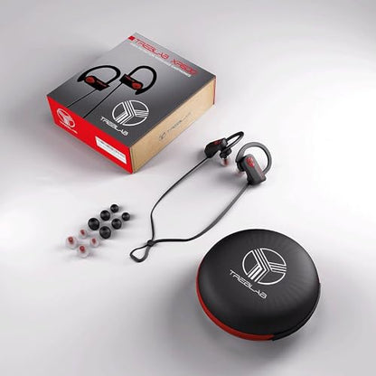 TREBLAB XR500 Bluetooth Running Headphones, IPX7 Waterproof, Noise Cancelling, Secure-Fit, Wireless Sport Earbuds with Mic