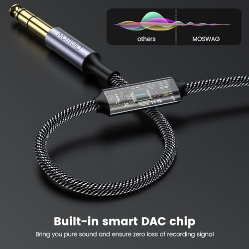 MOSWAG USB to 1/4“ Audio Cable, USB to 6.35mm TRS Audio Cable with Recording Compatible with Windows Devices and Guitar Combo Amps and Other Recording Software-(NOT for Xbox/RockSmith) - size: 10FT/3M