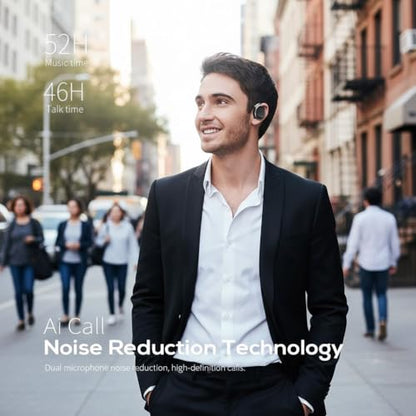 Wireless Open Ear Headphones with Ear Hook, Bluetooth 5.4, Clip-On Design | Dual Device Simultaneous Connection, Lightweight Earbuds for Sports, Running, Gym - color: dark