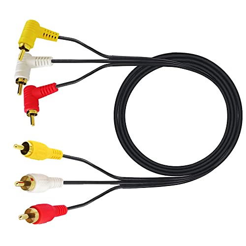 RCA Audio Video Cable, 3RCA Cable - Gold Plated 90 Degree Right Angle 3 RCA Male to Male Audio Video Splitter Cable 1.5m/5ft (M to M Bend) - color: male to male bend